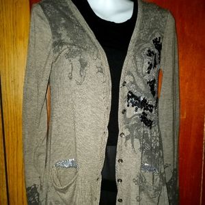 Miss Me Sequins Embellished Wool Cardigan Sweater